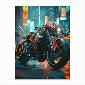 Motorcycle In A City Canvas Print
