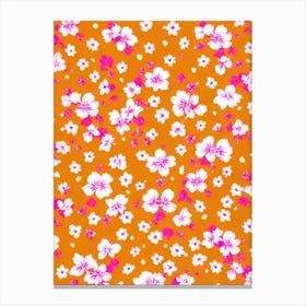 Orchid Floral Print Warm Tones 1 Flower Canvas Print