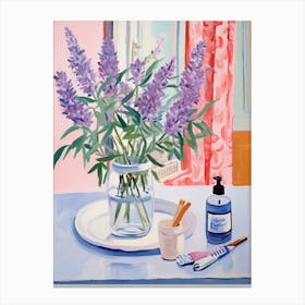 A Vase With Lavender, Flower Bouquet 2 Canvas Print
