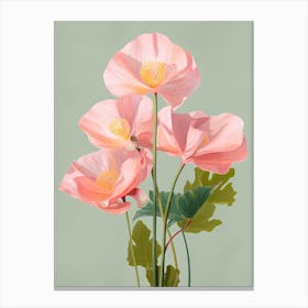 Anthurium Flowers Acrylic Pastel Colours 3 Canvas Print