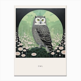 Ohara Koson Inspired Bird Painting Owl 1 Poster Canvas Print