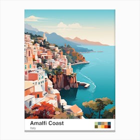 Amalfi Coast, Italy, Geometric Illustration 3 Poster Canvas Print