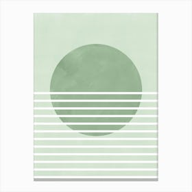 Sage Green Retro Sun Landscape Canvas Print