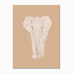 Elephant Drawing - Boho, Line Art 5 Canvas Print