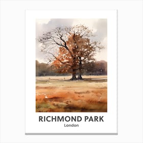 Richmond Park, London 2 Watercolour Travel Poster Canvas Print