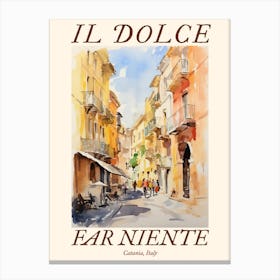 Il Dolce Far Niente Catania, Italy Watercolour Streets 2 Poster Canvas Print