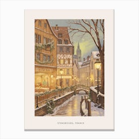 Vintage Winter Poster Strasbourg France 3 Canvas Print