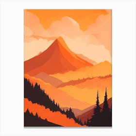 Misty Mountains Vertical Composition In Orange Tone 55 Canvas Print