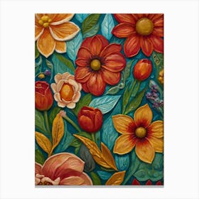 Colorful Flowers Metal Print Canvas Print