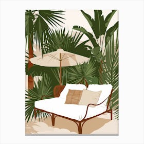 Lounge Chair In The Tropical Garden Canvas Print