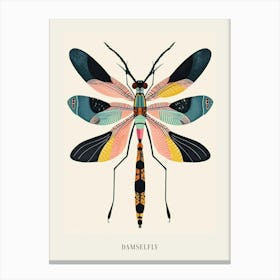 Colourful Insect Illustration Damselfly 9 Poster Canvas Print