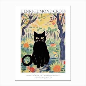 Henri Edmond Cross Style Black Catwith Lavender And Oranges 1 Canvas Print
