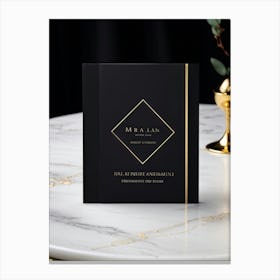 Black Card Engagement Invitation Featuring A Sleek Modern Geometric Design Bathed In A Luxurious G (2) Canvas Print