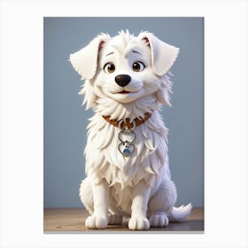 3d Rendering Of A White Dog Canvas Print