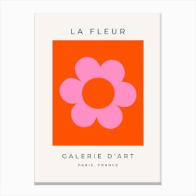 La Fleur | 01 - Retro Floral Orange And Pink Flower Canvas Print