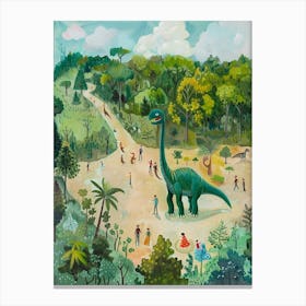 Dinosaur In The Park Painting Canvas Print