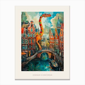 Dinosaur In The Canals Of Amsterdam 3 Poster Canvas Print