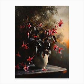 Baroque Floral Still Life Fuchsia 1 Canvas Print