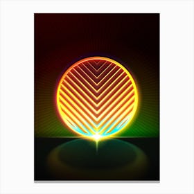 Neon Geometric Glyph in Watermelon Green and Red on Black n.0385 Canvas Print
