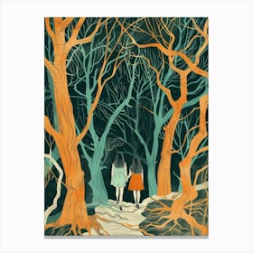 Two Girls In The Woods 1 Canvas Print