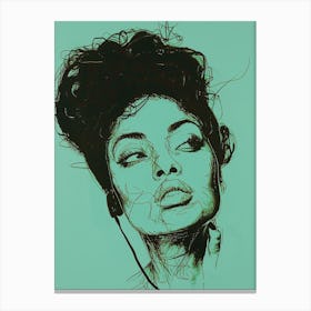 Portrait Woman Green Music Painting Poster Canvas Print