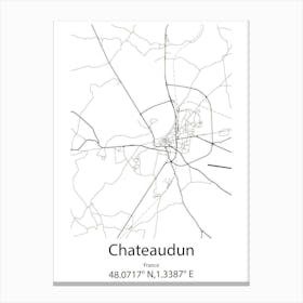 Chateaudun,France Minimalist Map Canvas Print