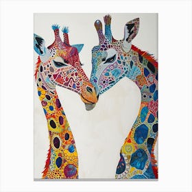 Pair Of Giraffes Cute Illustration 3 Canvas Print