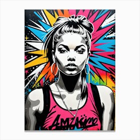 Graffiti Mural Of Beautiful Hip Hop Girl 51 Canvas Print