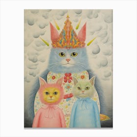 Psychedelic Cats With Birthday Hats, Louis Wain Canvas Print