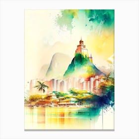 Rio De Janeiro Brazil Watercolour Pastel Tropical Destination Canvas Print