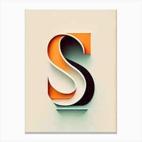 S, Letter, Alphabet Retro Minimal 2 Canvas Print