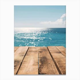 Wooden Table On The Beach Canvas Print