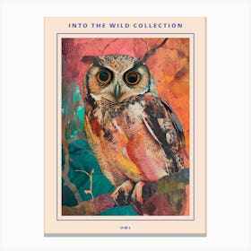 Kitsch Colourful Owl Collage 3 Poster Canvas Print