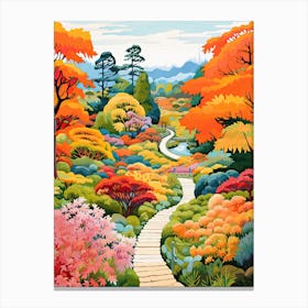 Butchart Gardens, Canada In Autumn Fall Illustration 0 Canvas Print