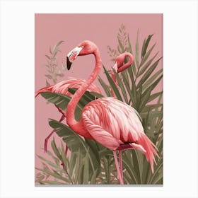 Andean Flamingo And Bird Of Paradise Minimalist Illustration 4 Canvas Print