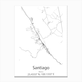 Santiago Tuxtla,Mexico Minimalist Map Canvas Print