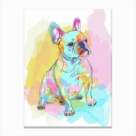 Pastel Watercolour French Bulldog Line Illustration 2 Canvas Print