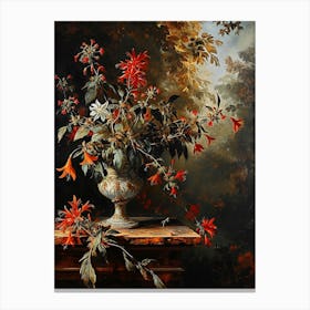 Baroque Floral Still Life Bee Balm 1 Canvas Print