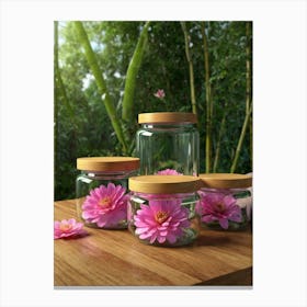 Jars Of Flowers Canvas Print