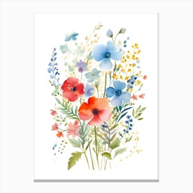 Watercolor Flowers Bouquet Canvas Print