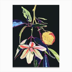 Neon Flowers On Black Bergamot 2 Canvas Print