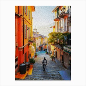 Empty Alley Of Traditional Village, Italy Canvas Print