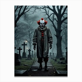 It Clown A Grinning Specter in the Graveyard Canvas Print