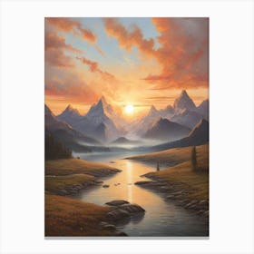 Sunset In The Mountains 5 Canvas Print