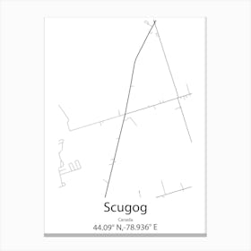 Scugog,Canada Minimalist Map Canvas Print