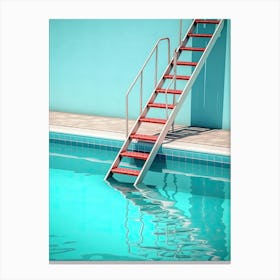 Swimming Pool Red Stair Canvas Print