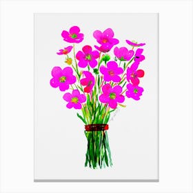 Pink Flowers In A Vase watercolor artwork Canvas Print