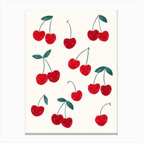 Happy Fruit Cheerful Cherries Canvas Print