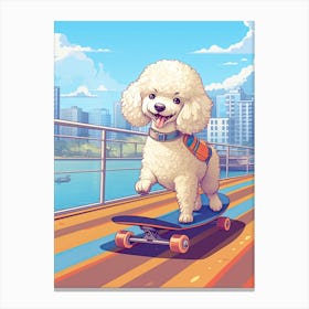 Poodle Dog Skateboarding Illustration 4 Canvas Print