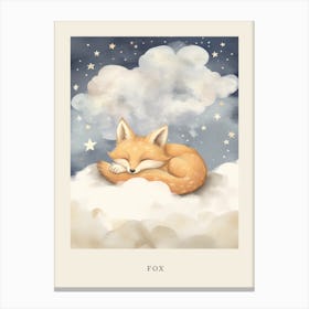 Sleeping Baby Fox 2 Nursery Poster Canvas Print